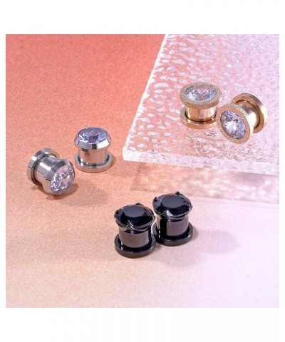 6pcs Stainless Steel Ear Tunnels Cubic Zirconia Gem Tunnels Piercing Ear Gauge 8g-9/16 inch B, 00g(10mm) $9.17 Body Jewelry