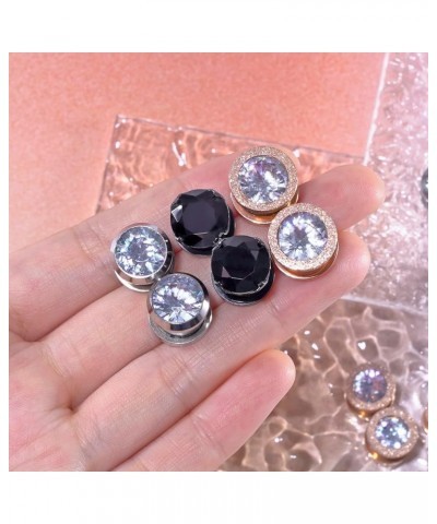 6pcs Stainless Steel Ear Tunnels Cubic Zirconia Gem Tunnels Piercing Ear Gauge 8g-9/16 inch B, 00g(10mm) $9.17 Body Jewelry