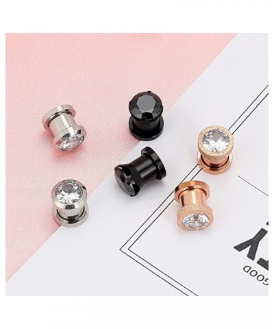 6pcs Stainless Steel Ear Tunnels Cubic Zirconia Gem Tunnels Piercing Ear Gauge 8g-9/16 inch B, 00g(10mm) $9.17 Body Jewelry