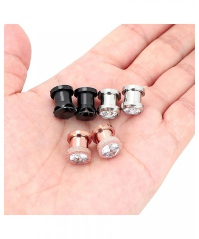 6pcs Stainless Steel Ear Tunnels Cubic Zirconia Gem Tunnels Piercing Ear Gauge 8g-9/16 inch B, 00g(10mm) $9.17 Body Jewelry