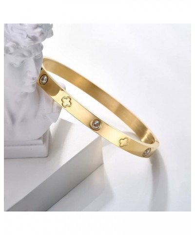 18K Gold Plated Love Friendship Bracelet with Cubic Zirconia Stones Bangle Cuff Best Gifts with Crystal for Mother's Day Vale...