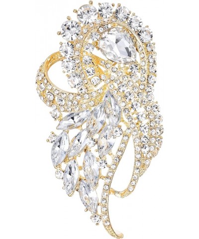 Austrian Crystal Wedding Elegant Flower Teardrop Bouquet Brooch Clear Gold-Tone $10.81 Brooches & Pins