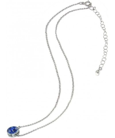 Sterling Silver 6mm Round Bezel-Set Dainty Choker Necklace Made with European Crystals September - Blu $11.75 Necklaces