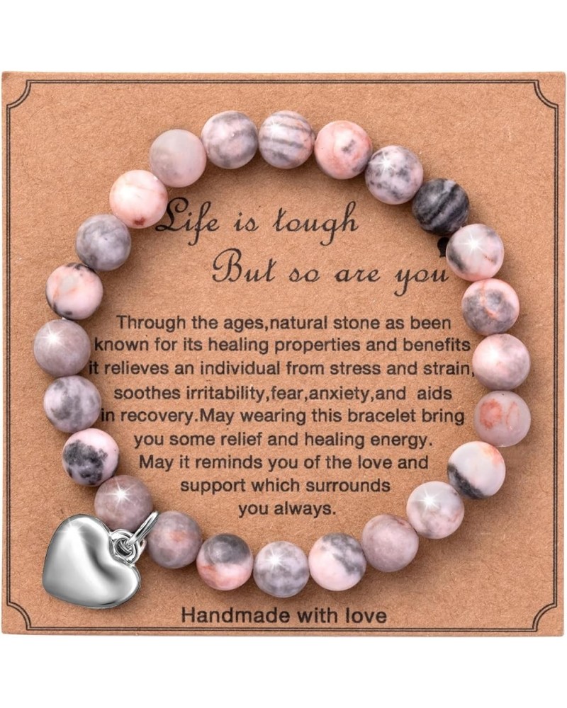 Get Well Soon Gifts for Women,8mm Anti-Anxiety Healing Inspirational Bracelets,Stress Relief Natural Stone Stretch Bracelets ...