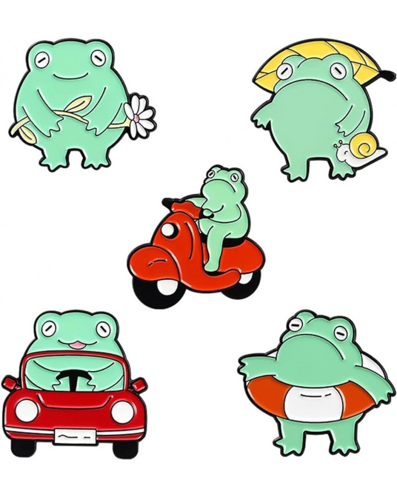 Enamel pin backpack cute lapel pin set Cool hat Mushroom Man Frog Alloy brooch set Pin Fun brooch for women gift 5PCS Frog $6...