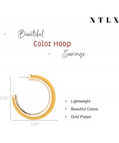 Bohemian Boho Acrylic & Metal Hoop Earrings for Women – Acetate Lucite Resin Hoop Earrings – Beautiful Colors – 2 Inch (50mm)...