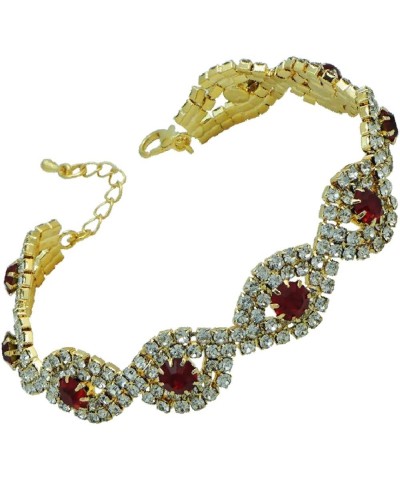 Women's Wedding Bridal Crystal Rhinestone Evil Eye Link Bracelet for Party Prom Ruby Color Gold-Tone $7.07 Bracelets