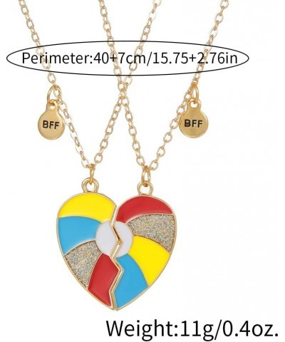 BFF Necklace for 2 Matching Half Heart Couples Friendship Best Friend Necklaces for Bestie Gift for Women Multi Color Heart $...