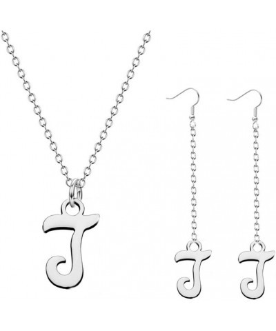 Luxury 26 Letters Stainless Steel Silver Color Necklace Dangle Earrings Women Alfabet Initial Bridal Wedding Jewelry Sets j $...