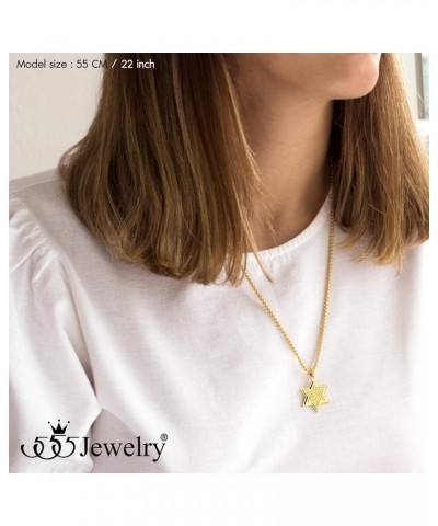 Stainless Steel Patterned Star of David Necklace for Men & Women, 16-24 Inch Box Chain Gold 18.0 Inches $10.00 Necklaces