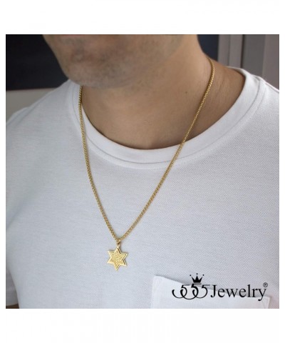 Stainless Steel Patterned Star of David Necklace for Men & Women, 16-24 Inch Box Chain Gold 18.0 Inches $10.00 Necklaces