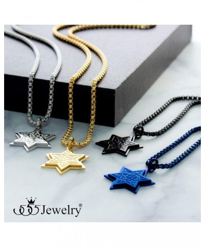 Stainless Steel Patterned Star of David Necklace for Men & Women, 16-24 Inch Box Chain Gold 18.0 Inches $10.00 Necklaces