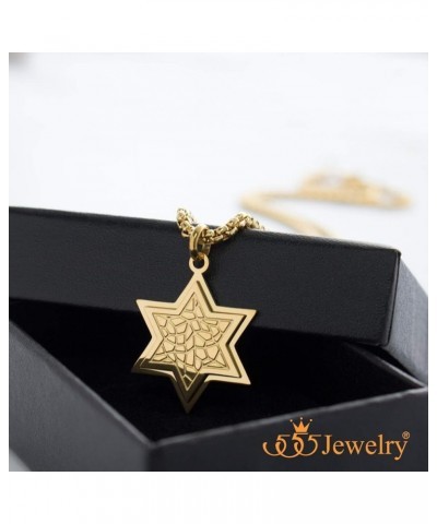 Stainless Steel Patterned Star of David Necklace for Men & Women, 16-24 Inch Box Chain Gold 18.0 Inches $10.00 Necklaces