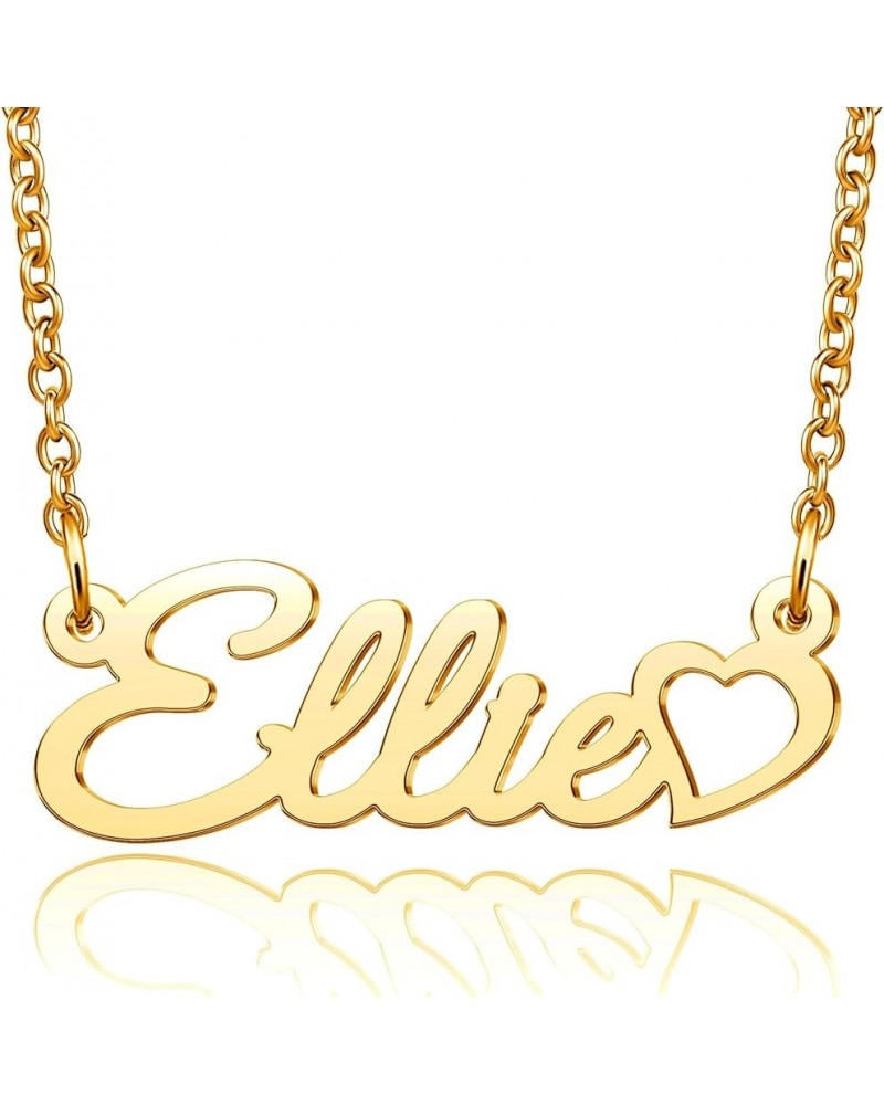 Love Heart Name Necklace Personalized Script Cursive Name Gold Jewelry Birthday Gift for Women Ellie $10.61 Necklaces