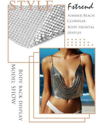 Sexy Sequins Crop Tops Bikini Silver Halter Metal Chain Blackless Top Beach Rave Clubwear Body Accessories Jewelry for Women ...