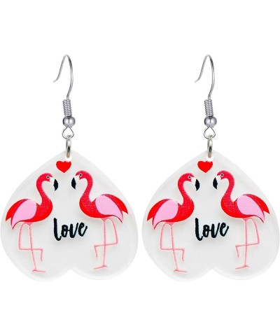 Acrylic Valentine's Day Cute Animal Earring Cute Acrylic Cat Flamingo Earrings Pink Flamingo Earrings for Women Acrylic Valen...