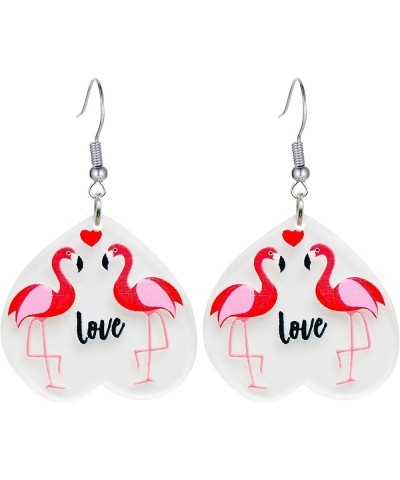 Acrylic Valentine's Day Cute Animal Earring Cute Acrylic Cat Flamingo Earrings Pink Flamingo Earrings for Women Acrylic Valen...