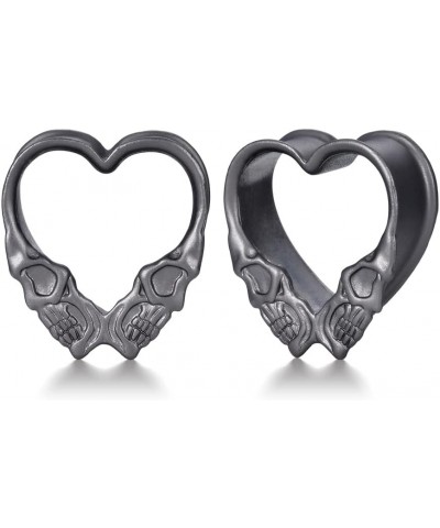 1 Pair Double Flared Ear Gauges Heart Shape Zircon Ear Tunnels Plugs Flesh Stretchers Expander Piercing Body Jewelry 0g-1"(8m...