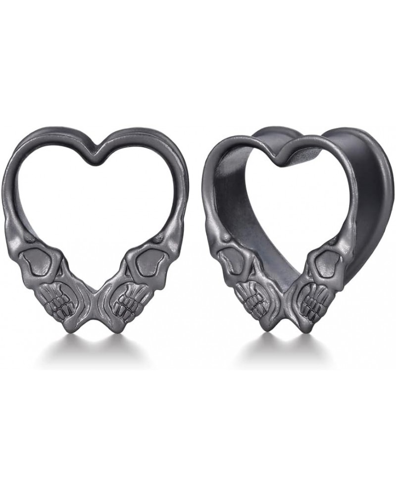 1 Pair Double Flared Ear Gauges Heart Shape Zircon Ear Tunnels Plugs Flesh Stretchers Expander Piercing Body Jewelry 0g-1"(8m...