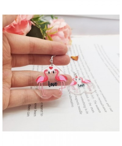 Acrylic Valentine's Day Cute Animal Earring Cute Acrylic Cat Flamingo Earrings Pink Flamingo Earrings for Women Acrylic Valen...