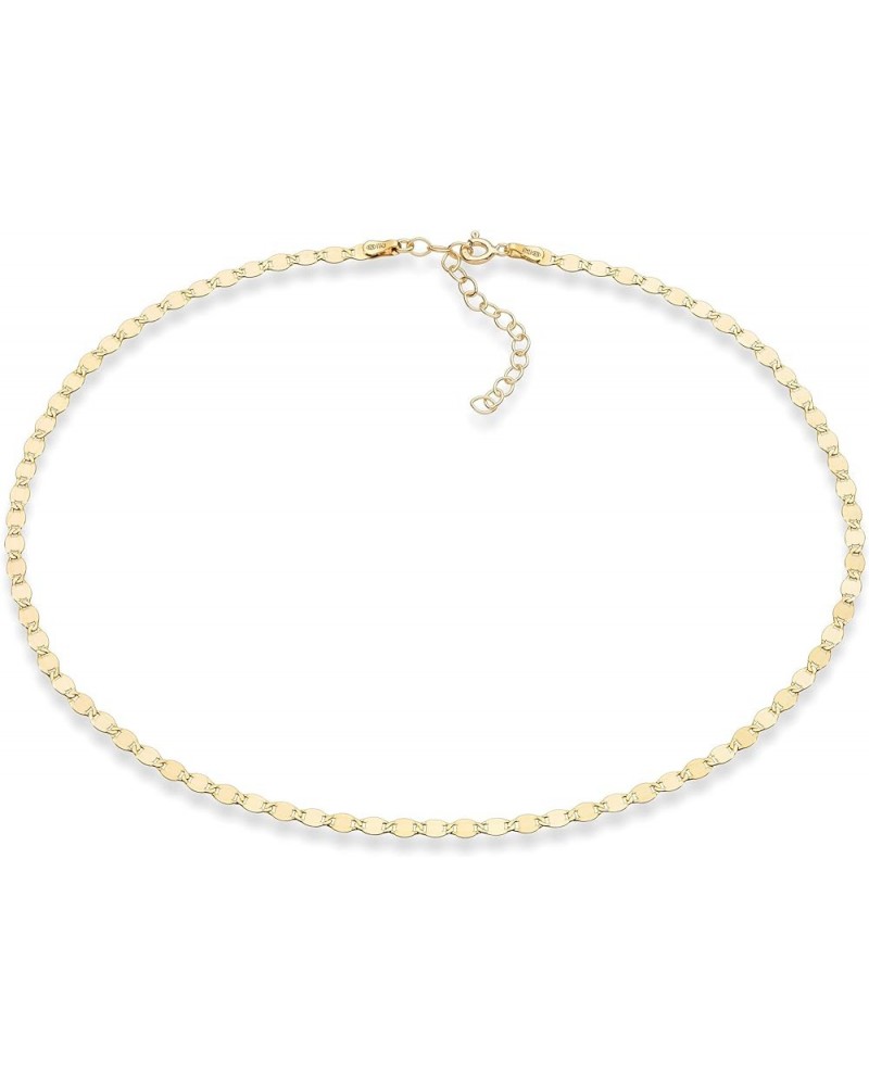 18K Gold Over 925 Sterling Silver Figaro, Beaded Singapore, Sparkle, Cuban Link Chain, Adjustable Choker Necklace for Women M...