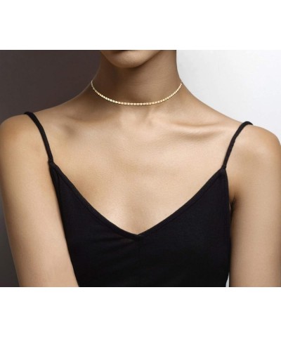 18K Gold Over 925 Sterling Silver Figaro, Beaded Singapore, Sparkle, Cuban Link Chain, Adjustable Choker Necklace for Women M...