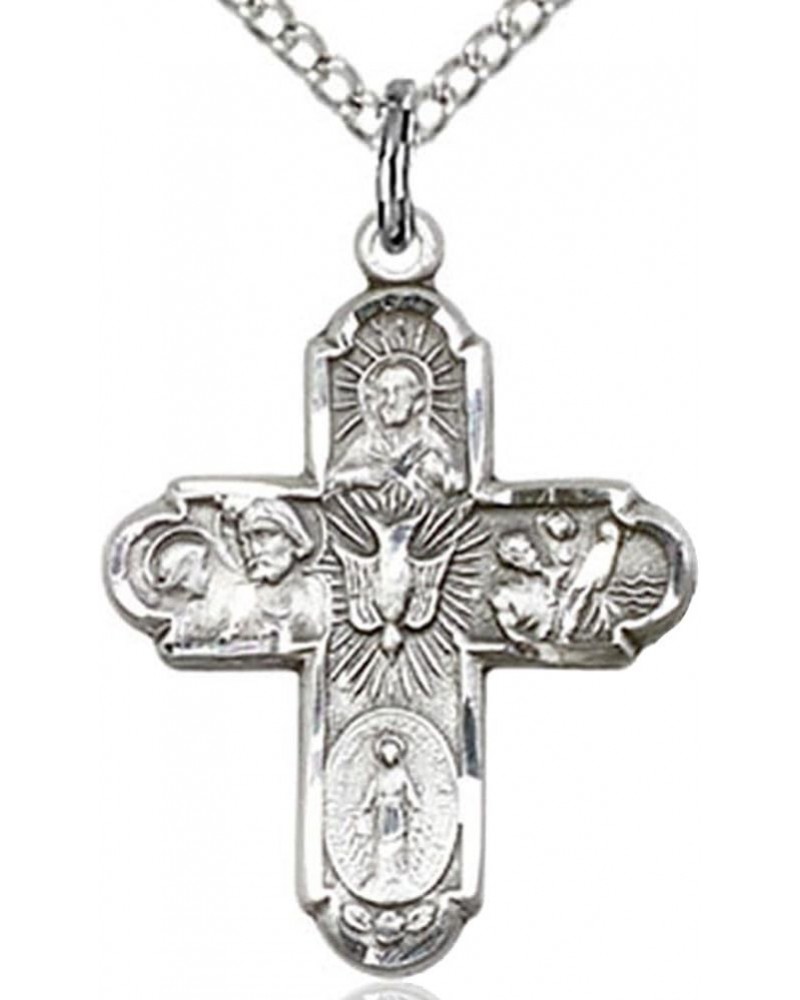 Women's Sterling Silver 5 Way Cross Pendant with 18" Sterling Silver Chain $37.81 Pendants