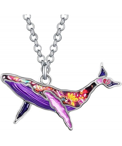 Enamel Alloy Floral Ocean Whale Necklace Pendant Gifts for women Jewelry Charms Nature Fish Animals Purple $9.11 Necklaces