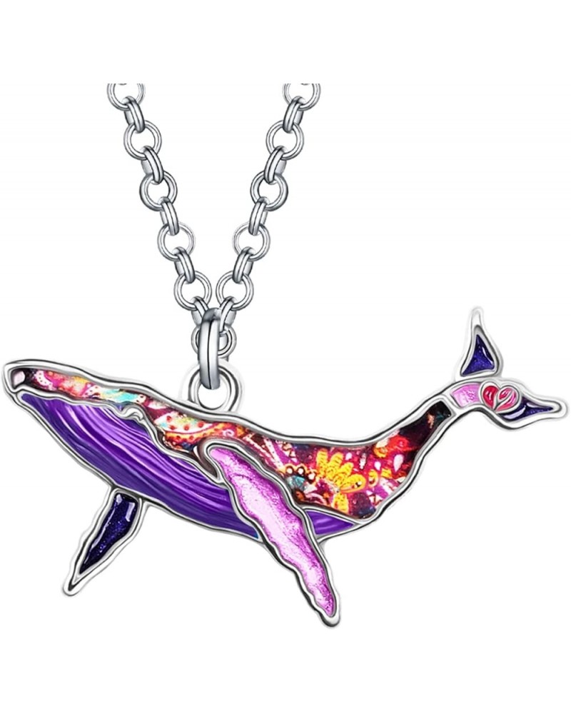 Enamel Alloy Floral Ocean Whale Necklace Pendant Gifts for women Jewelry Charms Nature Fish Animals Purple $9.11 Necklaces