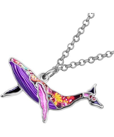 Enamel Alloy Floral Ocean Whale Necklace Pendant Gifts for women Jewelry Charms Nature Fish Animals Purple $9.11 Necklaces