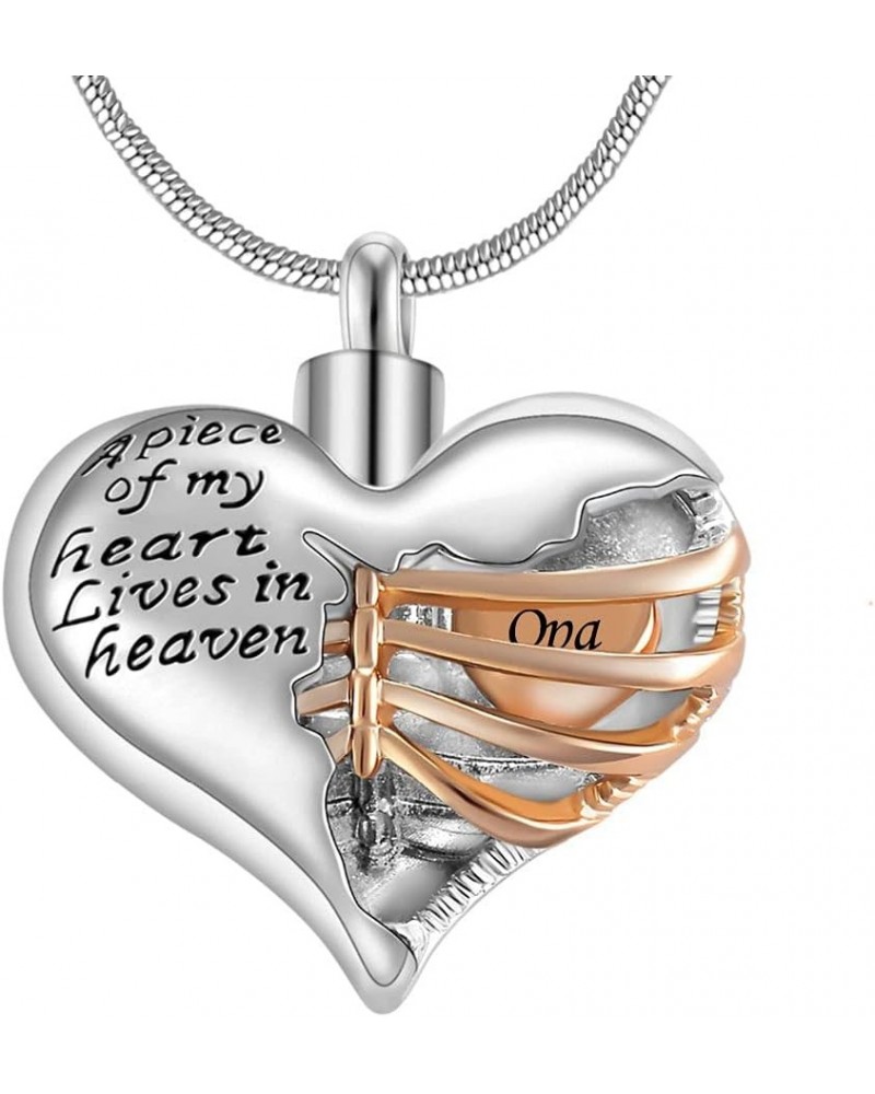 Stainless Steel A Piece of My Heart lives in heaven Two Tone Locket Heart Pendant Cremation Keepsake Ash Holder Memorial Urn ...