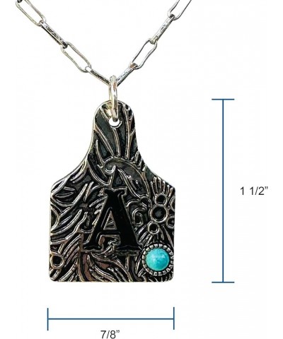 Western Boho Cattle Tag Letter A-Z with Turquoise Pendant Initial Monogram Necklace G $11.59 Necklaces