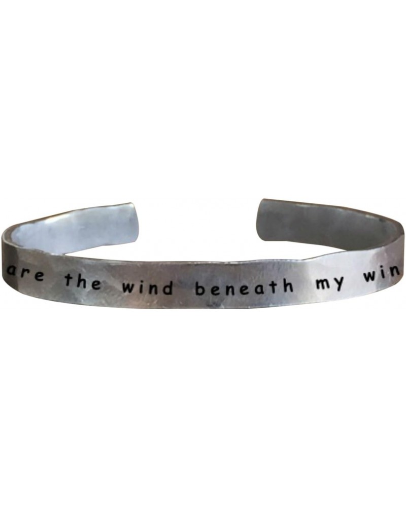 You are The Wind Beneath My Wings - Outside Message Hand Stamped Cuff Stacking Bracelet Personalized 1/4 $11.26 Bracelets