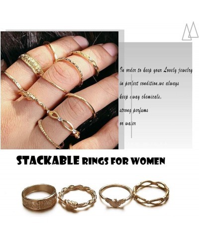 9-15PCS Knuckle Stacking Rings Set for Women Crystal Rhinestone Finger Statement Ring Sets Vintage Joint Knot Mid Rings for T...