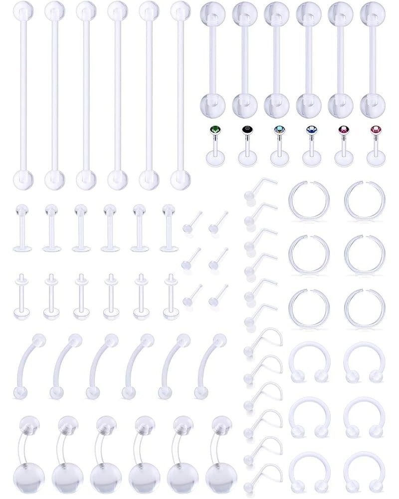 14G-20G Body Jewelry Piercing Lot Acrylic Clear Piercing Retainer Nose Lip Tongue Eyebrow Septum Ring Cartilage Tragus Earrin...