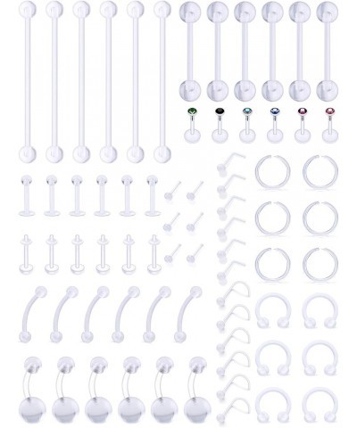 14G-20G Body Jewelry Piercing Lot Acrylic Clear Piercing Retainer Nose Lip Tongue Eyebrow Septum Ring Cartilage Tragus Earrin...