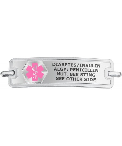 Custom Engraved 316L Medical ID Tags - Classic Womens Medical ID Tag for Bracelet - Horizontally Connect - Red Pink $14.56 Br...