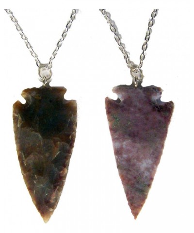 2 Pieces Large 2 INCH Real Stone Arrowhead ON 18 INCH Silver Link Chain Necklace $10.11 Necklaces