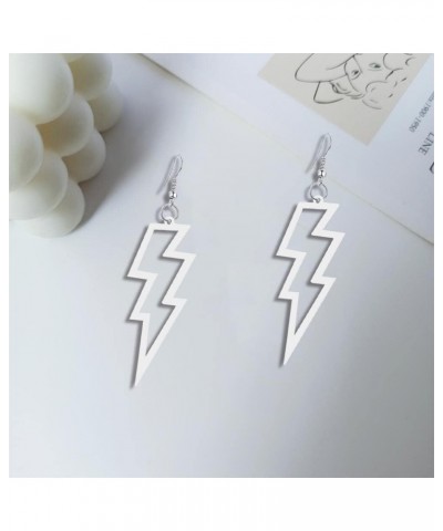 80s Neon Earrings Halloween Lightning Earrings Retro Acrylic Drop Dangle for Women 80's Party White $5.19 Earrings