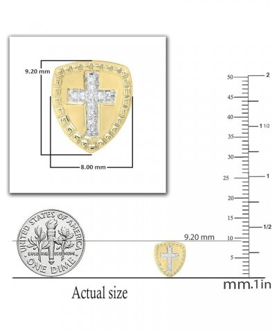 0.04 Carat (ctw) Round Diamond Knight Shield with Faith Cross Shaped Screwback Stud Earrings for Women | Available in 10K/14K...