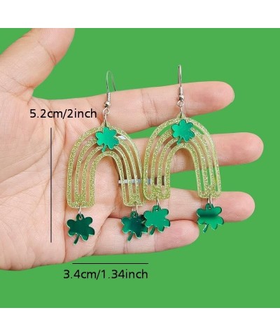 St. Patrick's Day Letter Earrings Handmade Acrylic Green Lucky Clover Rainbow Dangle Earrings Resin Green Hat Dinosaur Beer T...