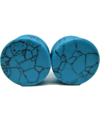 Turquoise Stone Ear Plugs - Double Flared Gauges - 7 Sizes - Pair 4 Gauge (5mm) $8.52 Body Jewelry