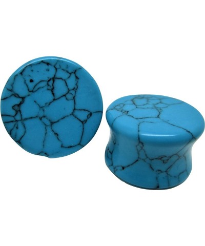 Turquoise Stone Ear Plugs - Double Flared Gauges - 7 Sizes - Pair 4 Gauge (5mm) $8.52 Body Jewelry