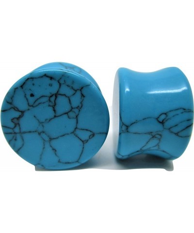 Turquoise Stone Ear Plugs - Double Flared Gauges - 7 Sizes - Pair 4 Gauge (5mm) $8.52 Body Jewelry