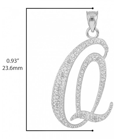 .925 Sterling Silver Cubic Zirconia Dangling Cursive Initial A-Z Charm 4/5" Pendant Necklace - Choice of Letter & Chain Lengt...