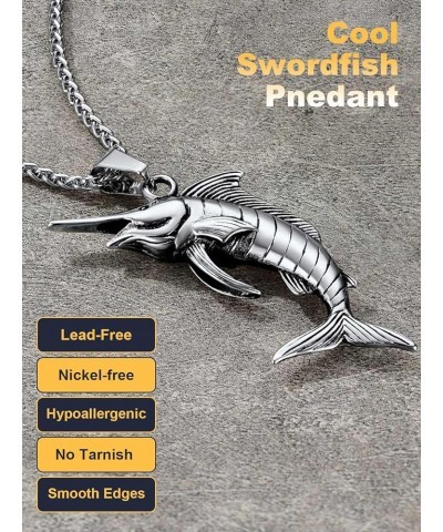 Shark/Fish/Dinosaur Pendant Animal Jewelry Men Boys Necklace with Stainless Steel/Gold/Black Personalized Punk Necklace with ...