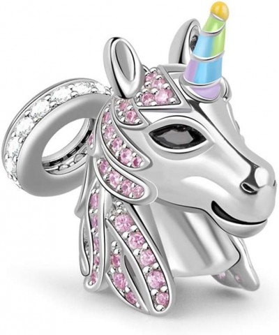 Unicorn Charm Pendant Sterling Silver Sweet Dream Dangle Charms with Pink Czs fit for Bracelet/Necklace Christmas Jewery Char...