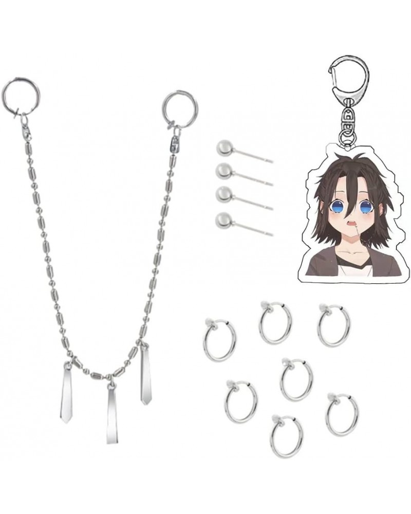 Miyamura Izumi Earring and Lip Studs with Figure Keychain Horimiya Cosplay Costume Ear Clips Studs Accessories $9.66 Earrings