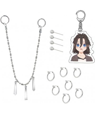 Miyamura Izumi Earring and Lip Studs with Figure Keychain Horimiya Cosplay Costume Ear Clips Studs Accessories $9.66 Earrings