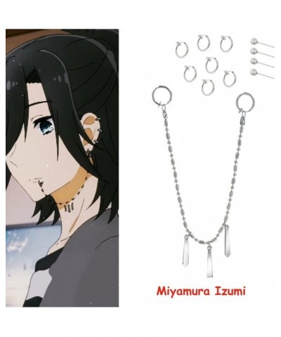 Miyamura Izumi Earring and Lip Studs with Figure Keychain Horimiya Cosplay Costume Ear Clips Studs Accessories $9.66 Earrings